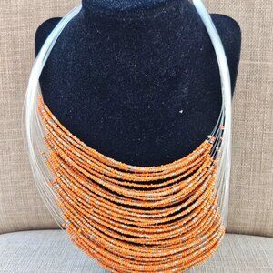 Arizona Jeans Company Women Necklace Orange Beads Statement Necklace Jewelry